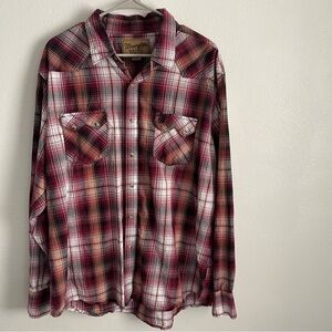Wrangler men’s Retro Western Shirt Men's XXL Red Long Sleeve Pearl Snaps